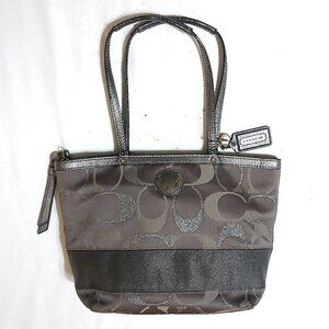 Coach F20429 Signature Stripe Gallery Tote Silver Grey Rehab Project Y2K